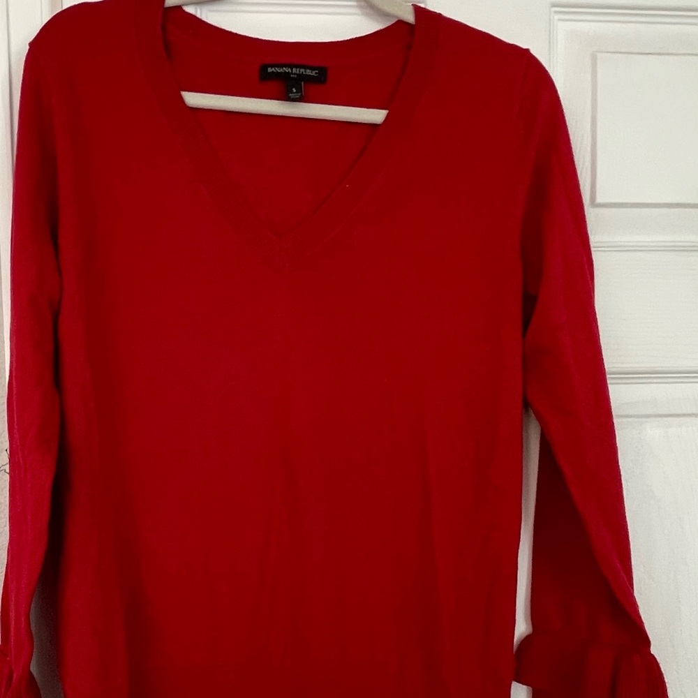 Banana Republic Red V-Neck Sweater
